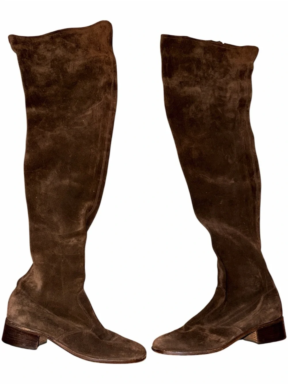 Pollini Dark Brown Suede Over-the-Knee Zip Boots